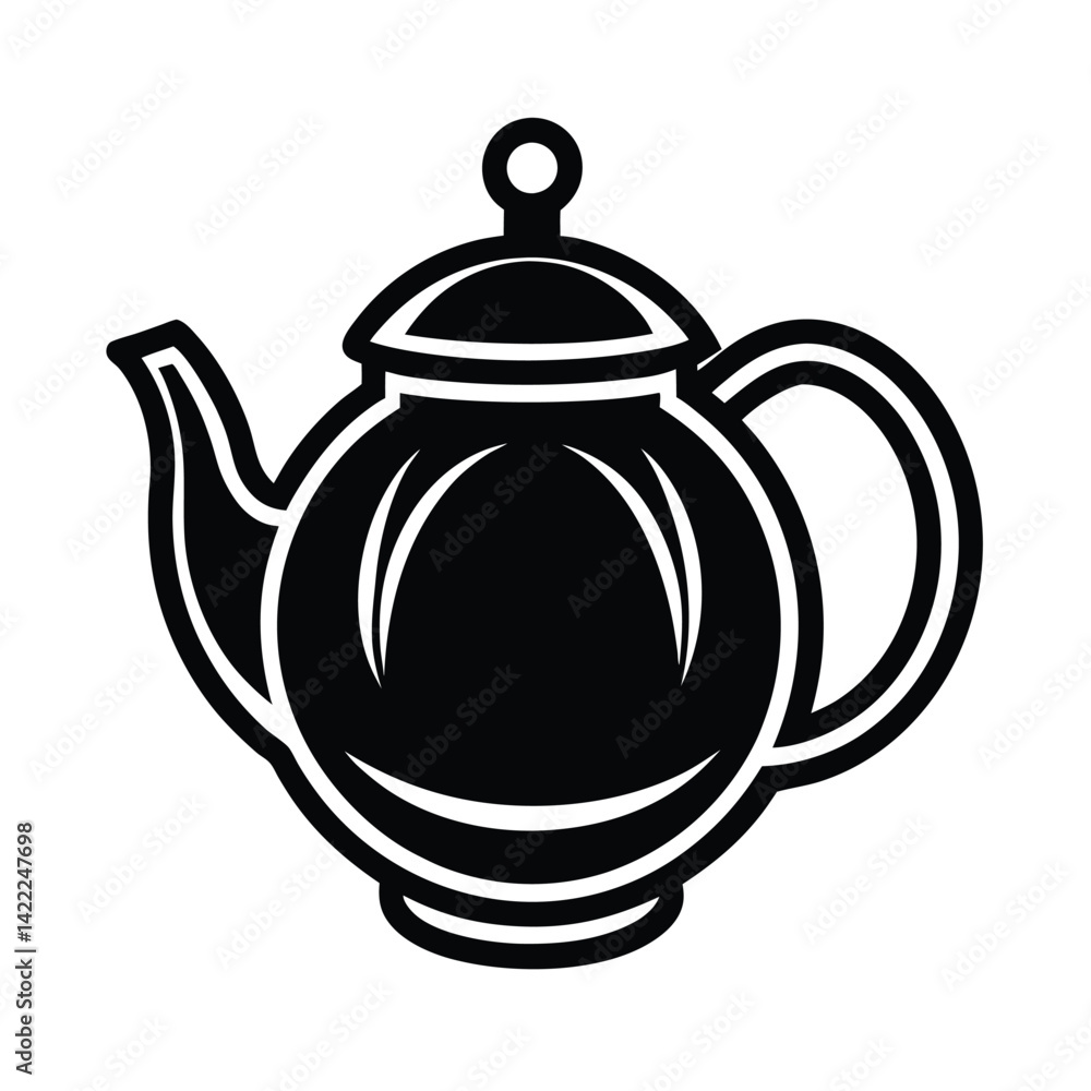 black vector icon round teapot vector art silhouette