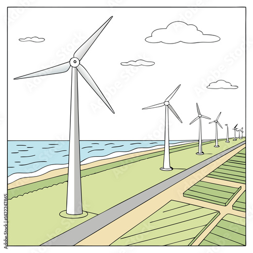 vast-offshore-windmill vector image on white background 