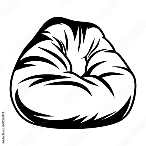 Monochrome vector illustration of a cozy beanbag chair for relaxation purposes