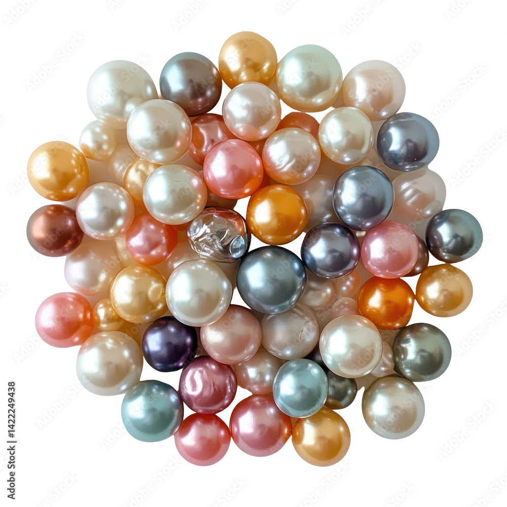 Cluster Of Multicolored Pearls In Random Arrangement on a transparent background Cluster Of Multicolored Pearls In Random Arrangement on a transparent background