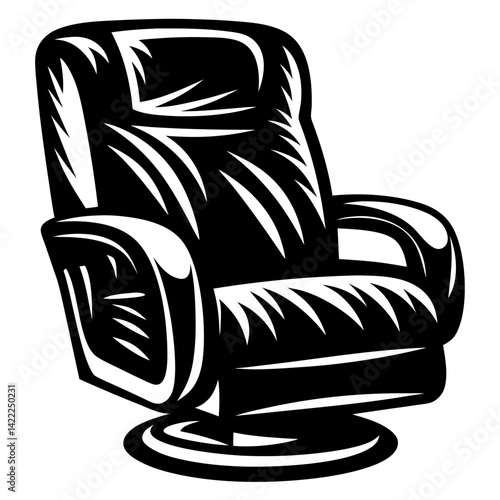 Stylish monochrome vector drawing of a comfortable swivel armchair illustration