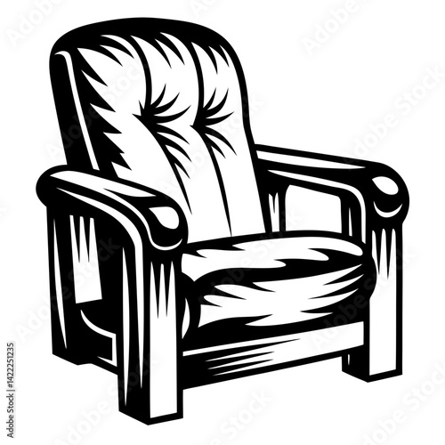 Monochrome vector illustration of an inviting and comfortable armchair design