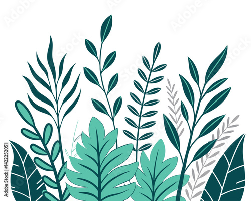 Lush Green Foliage Vector: Decorative Botanical Leaf Illustration Design