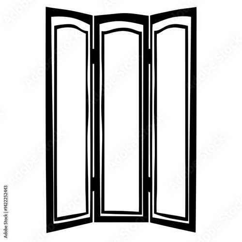 Elegant Three Panel Room Divider Screen in Black and White Minimalist Design