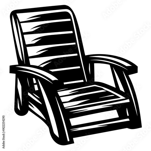 Black and white illustration of a beach chair perfect for relaxation