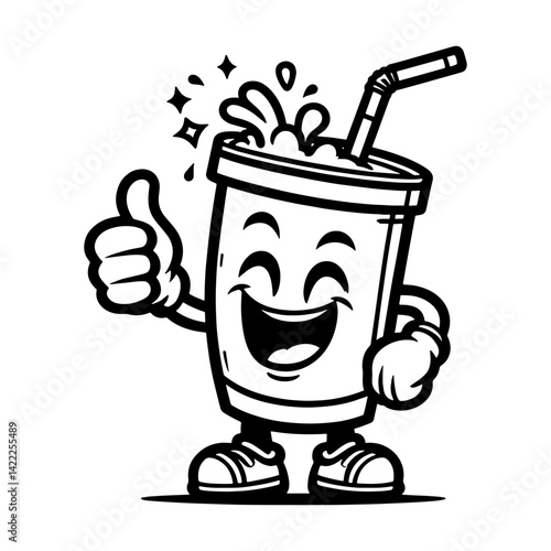 Happy Cartoon Drink Cup with Thumbs Up