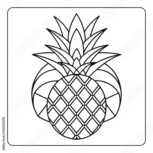 Fresh, sweet, and juicy ananas pineapple fruit vector illustration isolated on white
