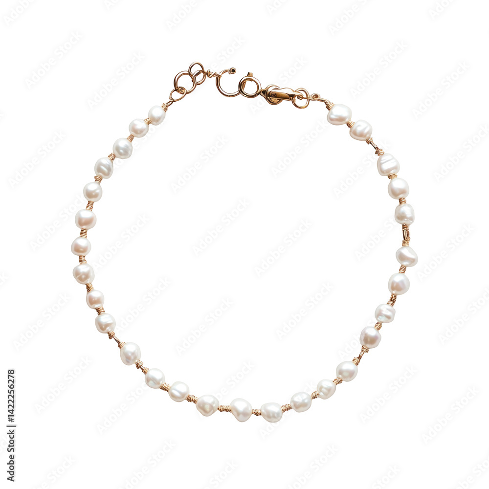 Delicate Pearl Anklet With Minimalist Clasp Isolated on a transparent background Delicate Pearl Anklet With Minimalist Clasp Isolated on a transparent background