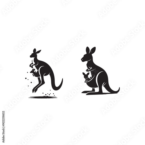 kangaroo with a baby kangaroo