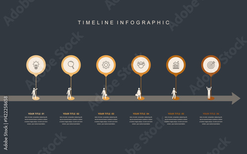 Business road map timeline infographic concept. with icons and 6 options, Corporate milestones graphic elements. workflow layout, diagram, report, web design. Creative, vector