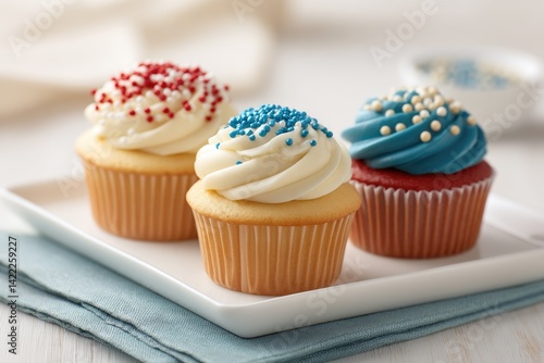 Delicious Patriotic Cupcakes Featuring Red, White, and Blue Decorations for Festive Celebrations and Gatherings
