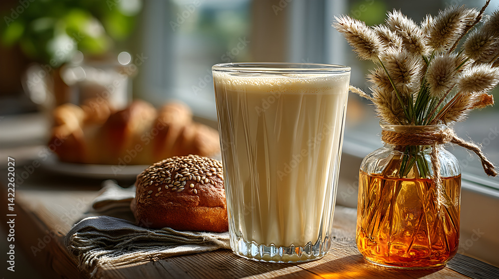 Soya milk served in a glass with a creamy texture and a hint of vanilla