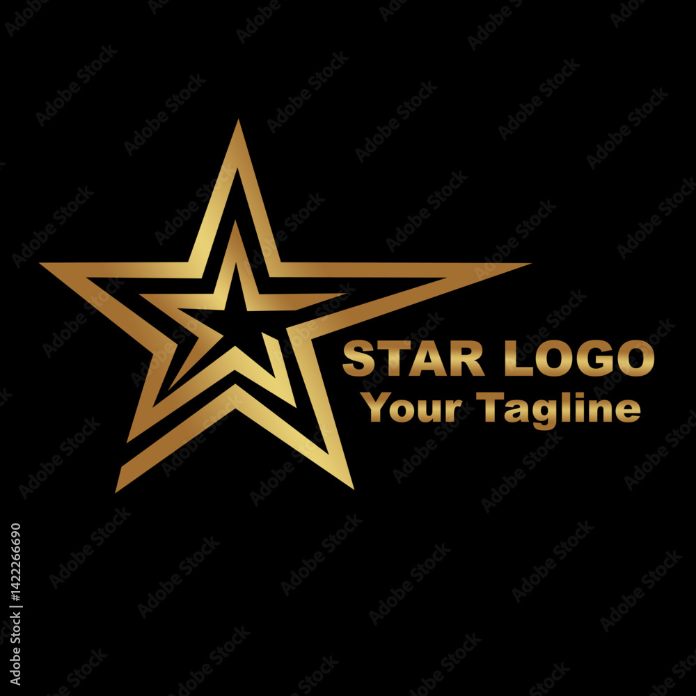 Gold star logo, an icon that makes a design or logo luxurious, Elegant Star logo icon. Gold Star logo design. Luxury gold star design template, Gold Star Logo with Black Background Gold star logo, an icon that makes a design or logo luxurious, Elegant Star logo icon. Gold Star logo design. Luxury gold star design template, Gold Star Logo with Black Background