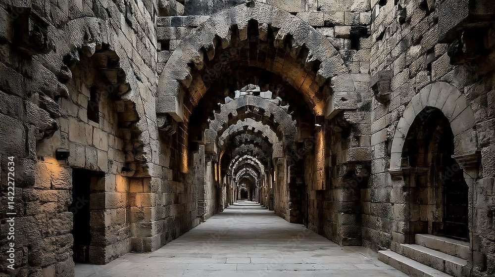 Fototapeta premium Ancient Egyptian Corridor Path