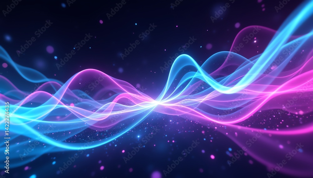 Obraz premium Colorful waves of light in a digital background.