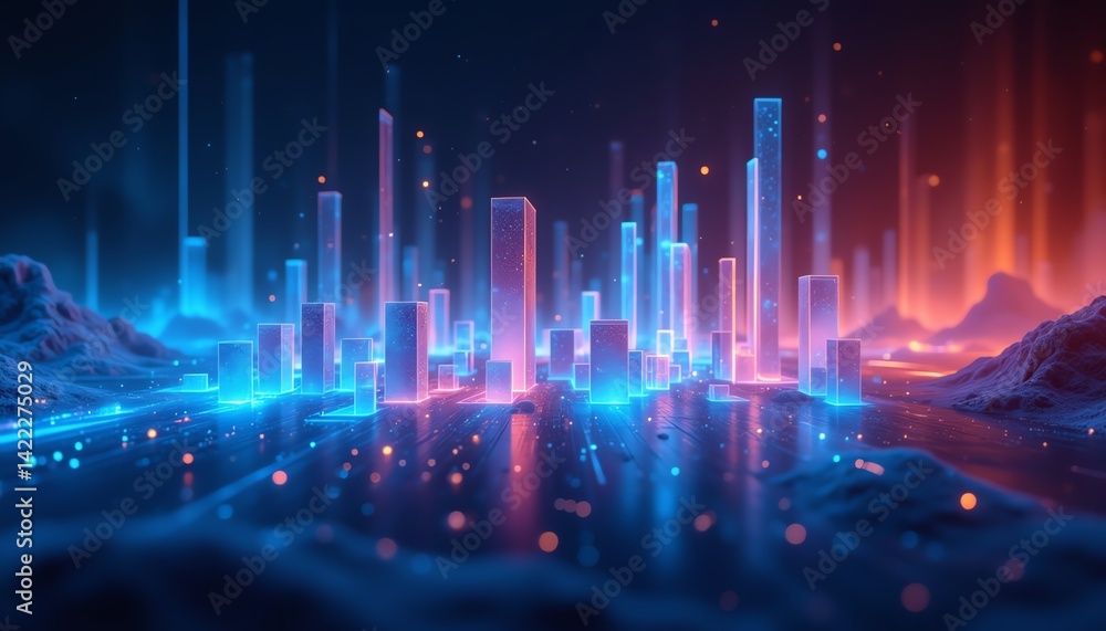 Futuristic city skyline with neon lights. Futuristic city skyline with neon lights.