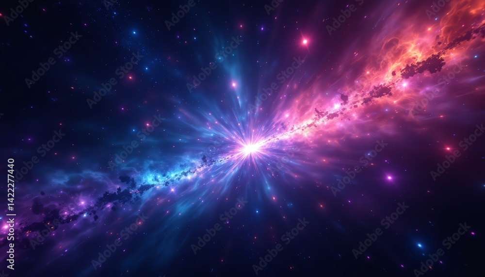 Obraz premium Vibrant cosmic explosion of galaxies and stars.