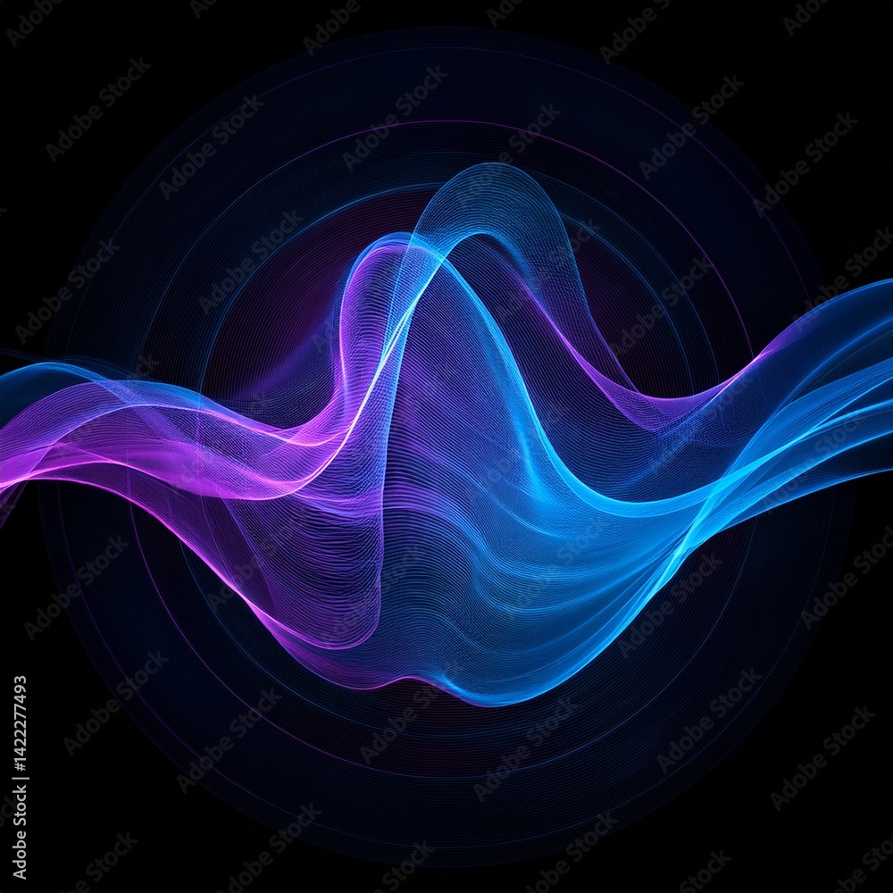 An abstract representation of sound waves, showcasing a mesmerizing interplay of colors against a dark background. The dynamic lines suggest energy and movement. An abstract representation of sound waves, showcasing a mesmerizing interplay of colors against a dark background. The dynamic lines suggest energy and movement.