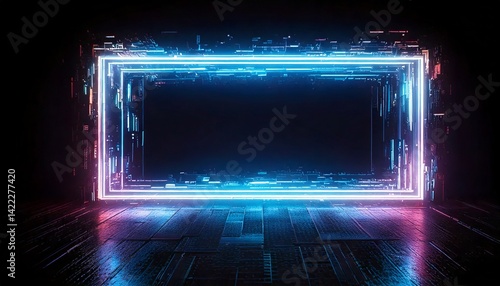 Wallpaper Mural Neon geometric frame lighting, a visual spectacle of light and technology. A stunning combination of bright colours and intricate structure. Torontodigital.ca