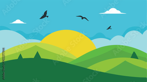 charcoal style nature hillside landscape background