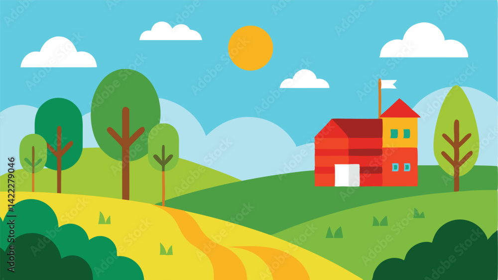 Obraz premium forest sunset with light rays landscape background