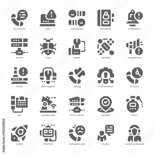 Tech Support Icon pack for your website, mobile, presentation, and logo design. Tech Support Icon solid design. Vector graphics illustration and editable stroke.