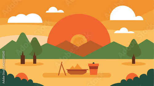 rolling hills and sunset clouds background