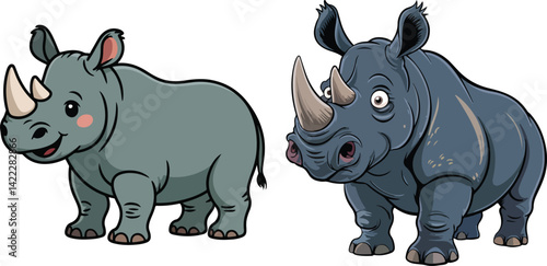 Rhino Cartoon Colored Vector