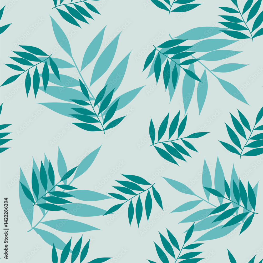 seamless summer pattern with green branches of leaves on a light background seamless summer pattern with green branches of leaves on a light background