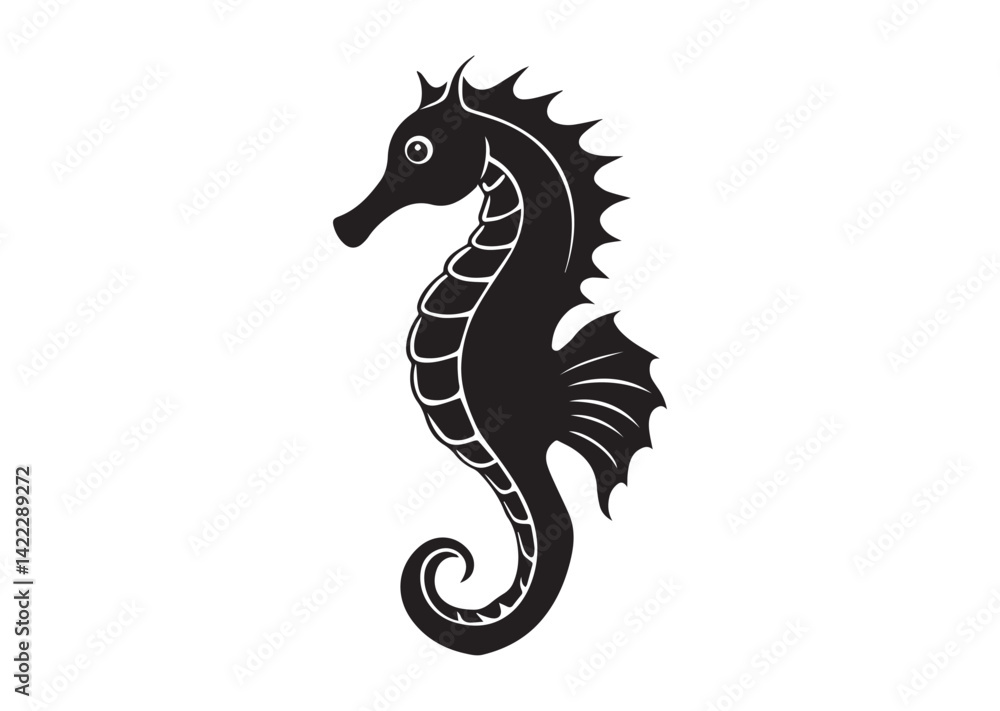 Obraz premium Seahorse silhouette vector