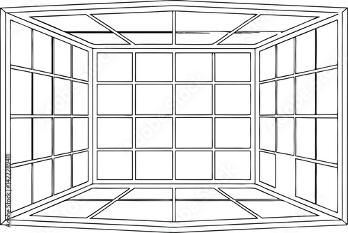 Bay Window with Multiple Panes Isolated on Transparent Background