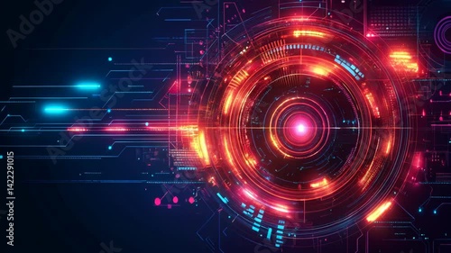 Wallpaper Mural Vibrant abstract digital background blending technology and science with intricate glowing patterns Torontodigital.ca