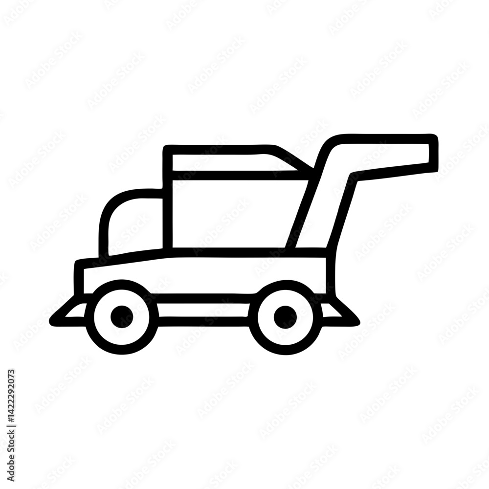 Simple Line Drawing of a Combine Harvester, icon, vector Simple Line Drawing of a Combine Harvester, icon, vector
