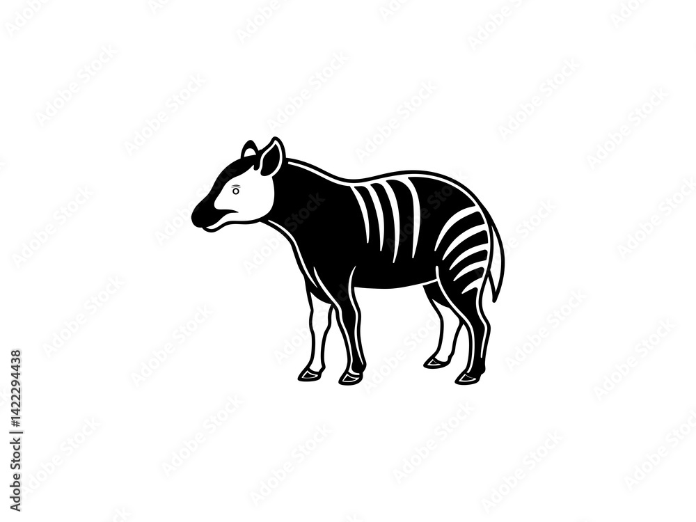 A black and white line drawing of a young Extinct Animals .