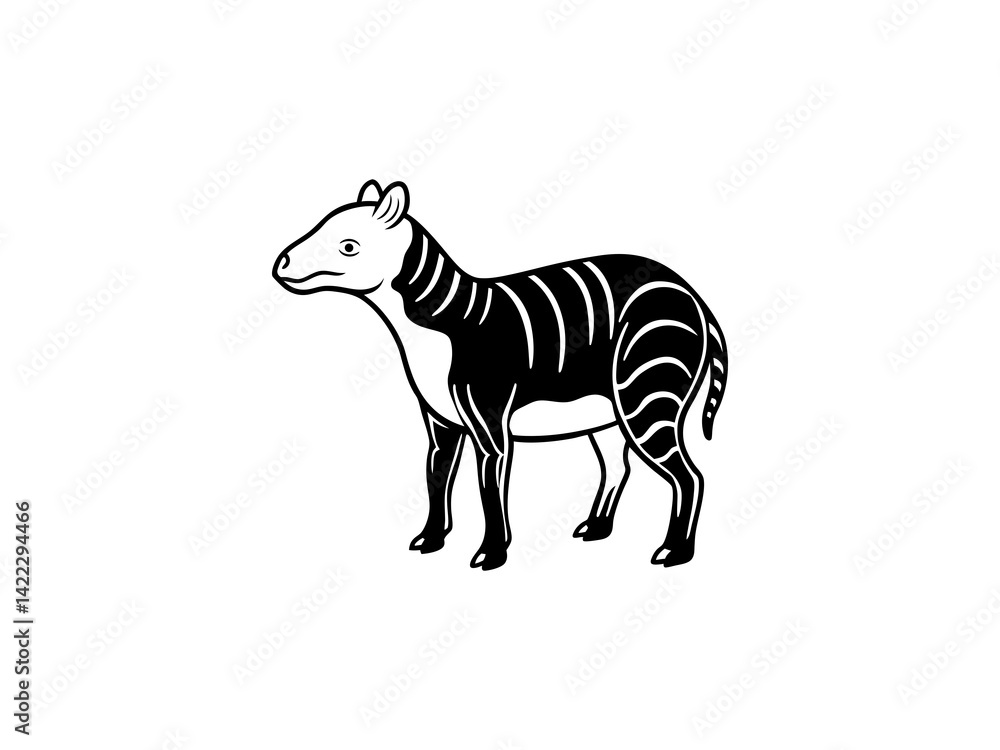 A black and white line drawing of a young Extinct Animals .