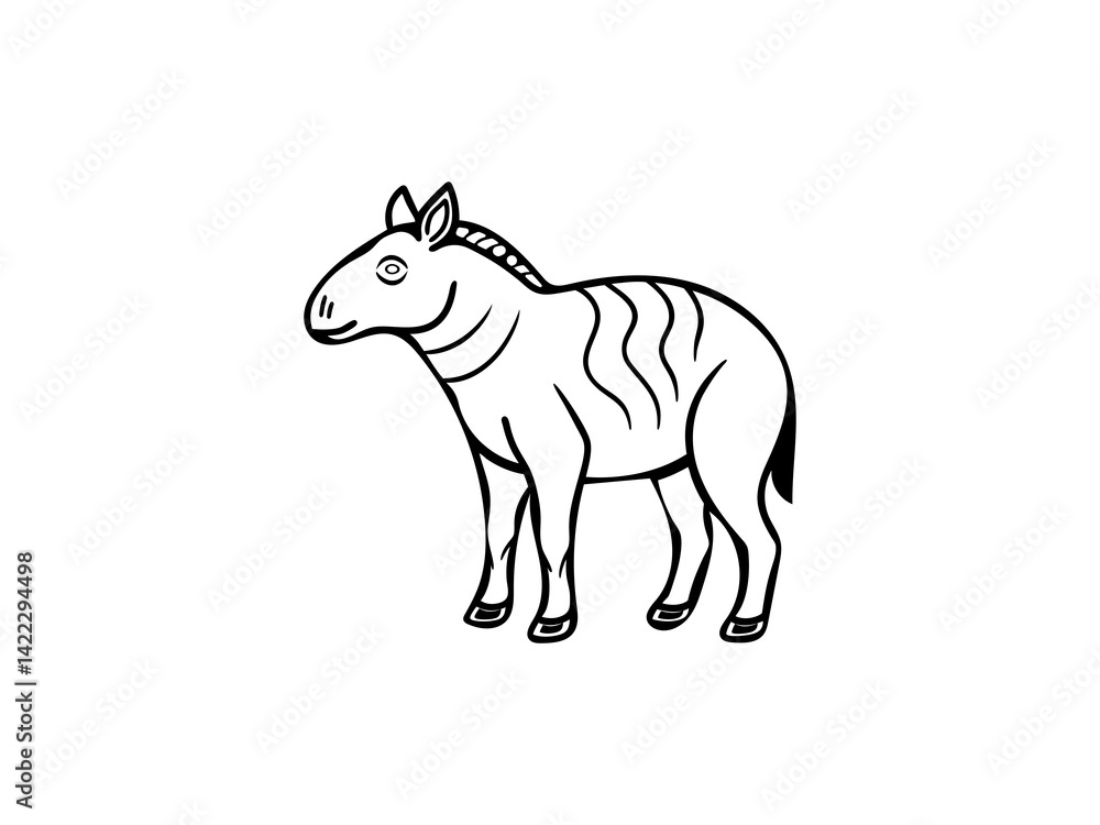A black and white line drawing of a young Extinct Animals .