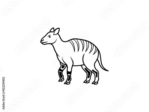 Obraz na płótnie A black and white line drawing of a young Extinct Animals . w salonie