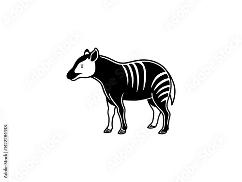 Obraz na płótnie A black and white line drawing of a young Extinct Animals . w salonie