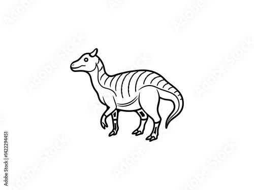 Obraz na płótnie A black and white line drawing of a young Extinct Animals . w salonie