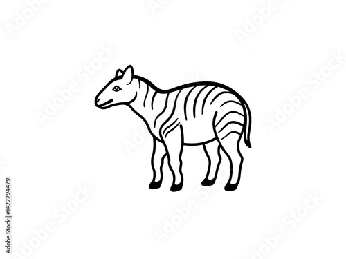 Obraz na płótnie A black and white line drawing of a young Extinct Animals . w salonie
