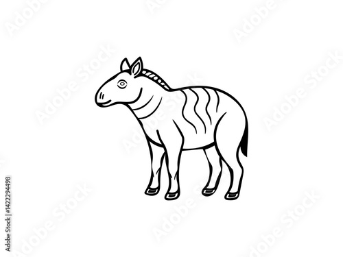 Obraz na płótnie A black and white line drawing of a young Extinct Animals . w salonie