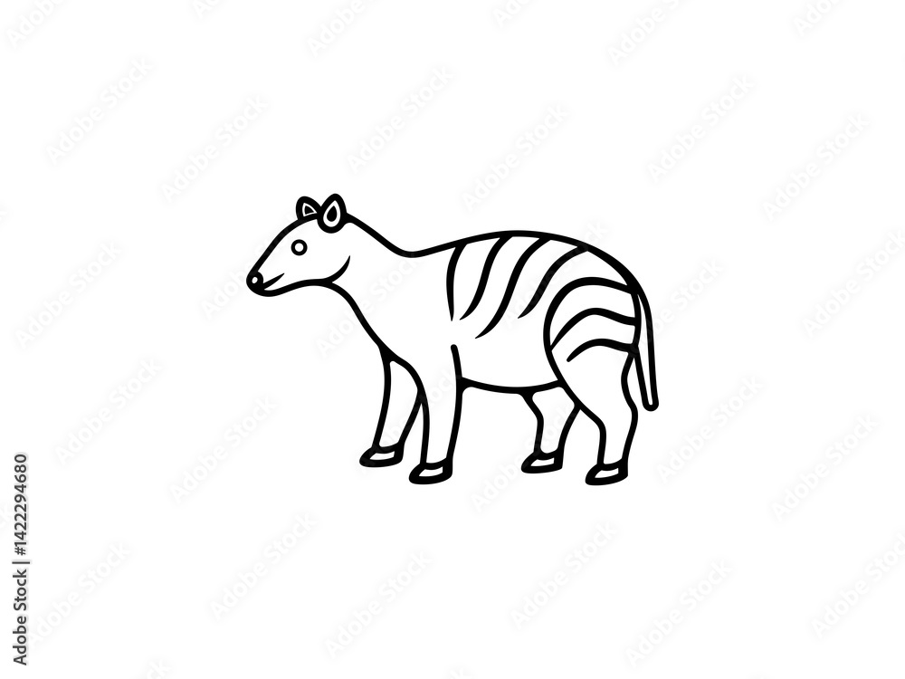 A black and white line drawing of a young Extinct Animals .