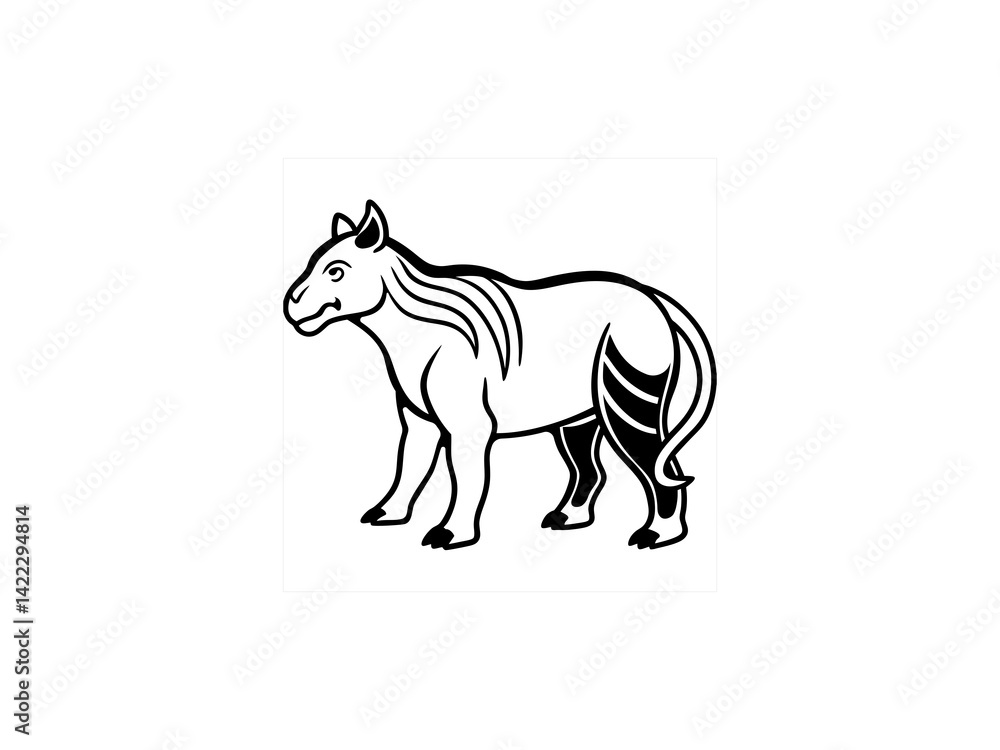 A black and white line drawing of a young Extinct Animals .