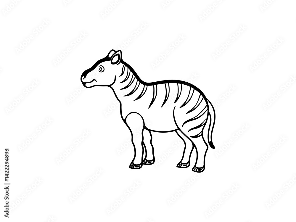 A black and white line drawing of a young Extinct Animals .