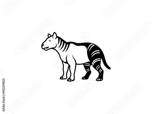 Obraz na płótnie A black and white line drawing of a young Extinct Animals . w salonie