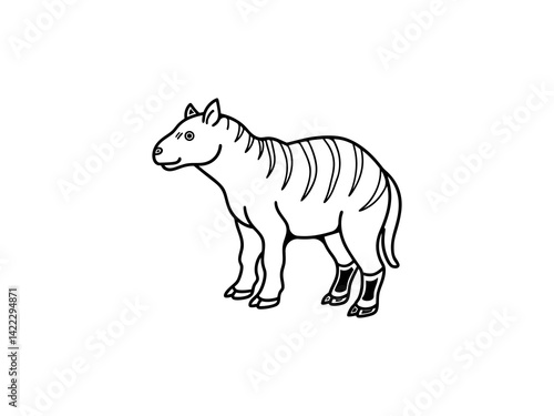 Obraz na płótnie A black and white line drawing of a young Extinct Animals . w salonie