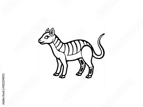Obraz na płótnie A black and white line drawing of a young Extinct Animals . w salonie