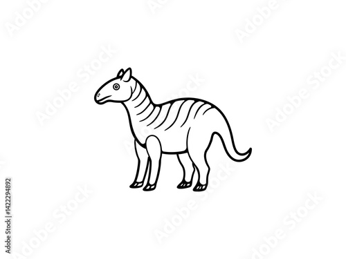 Obraz na płótnie A black and white line drawing of a young Extinct Animals . w salonie