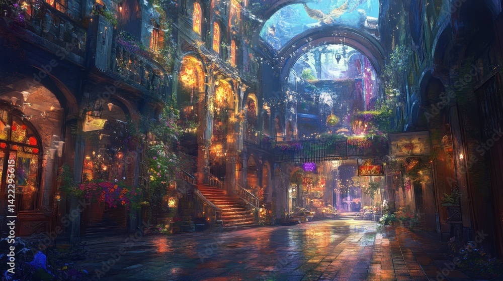 Fototapeta premium Vibrant Fantasy Adventure Game World: An Immersive and Interactive Experience