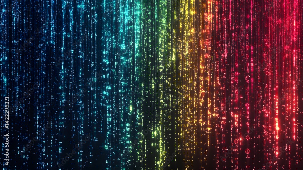 Chromatic Data Stream: An abstract representation of digital information cascades in a vibrant spectrum of colors, evoking the dynamic flow of data and technological innovation. Chromatic Data Stream: An abstract representation of digital information cascades in a vibrant spectrum of colors, evoking the dynamic flow of data and technological innovation.